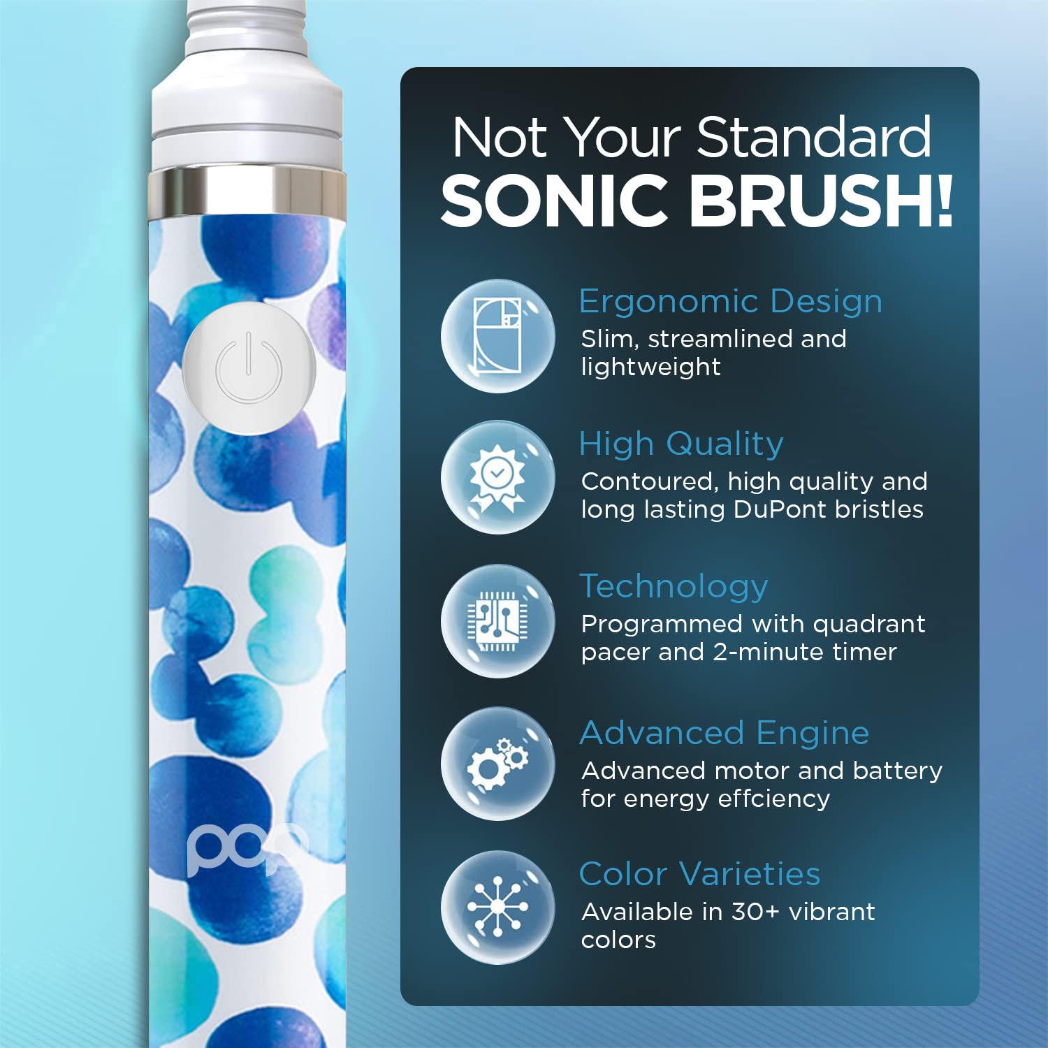 PopSonic Electric Toothbrush for Kids & Travel - Rechargeable AAA Battery, 2-Speed (15,000-30,000 RPM) with DuPont Nylon Bristles | Gentle Teeth Cleaning for Children, Perfect for Home & Vacation Use