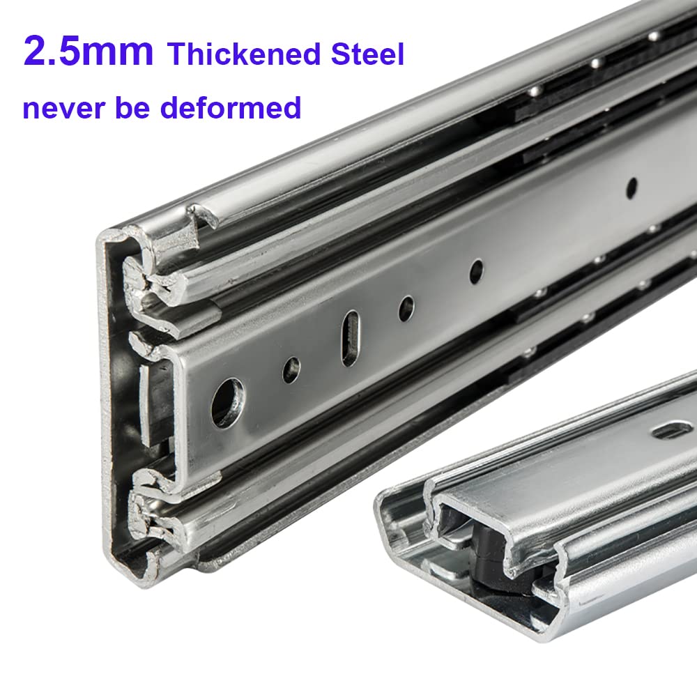 Heavy Duty 34 Inch Drawer Slides 500LB Capacity Full Extension Side Mount Ball Bearing Drawer Rails with Lock - Perfect for Kitchen Cabinets, Garage Storage, and Workshop Drawers