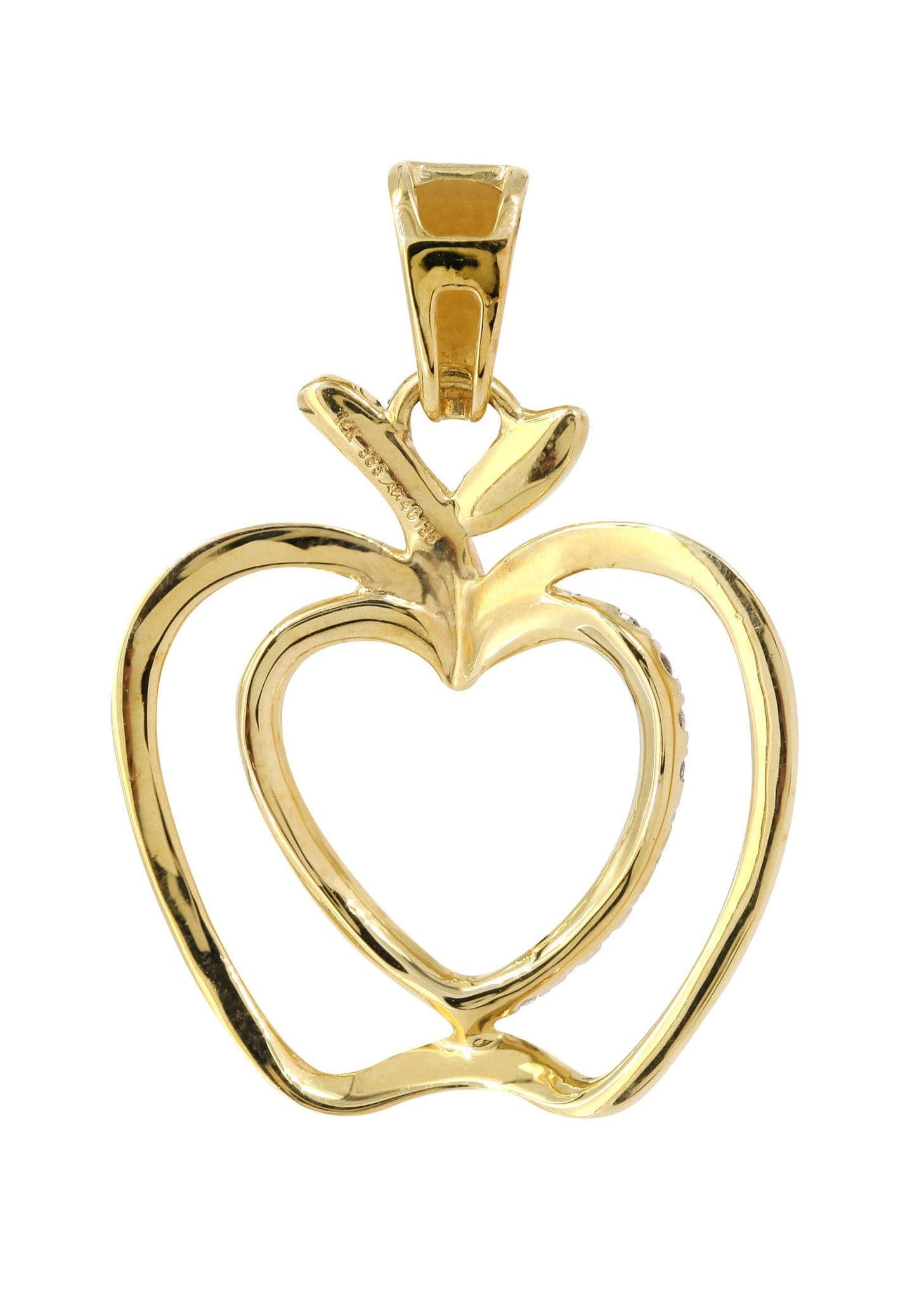 0.38 Carat Diamond Apple Pendant Necklace - 2.04 Grams 14K Gold Charm Jewelry for Women - Perfect Gift for Birthday, Anniversary & Graduation