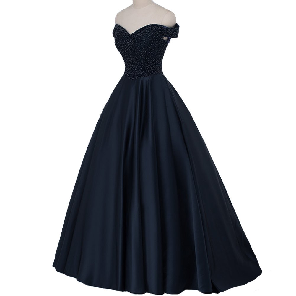 Kivary Off The Shoulder Pearl Embellished Long Corset Prom Dress - Elegant Formal Evening Gown for Homecoming, Wedding & Special Occasions