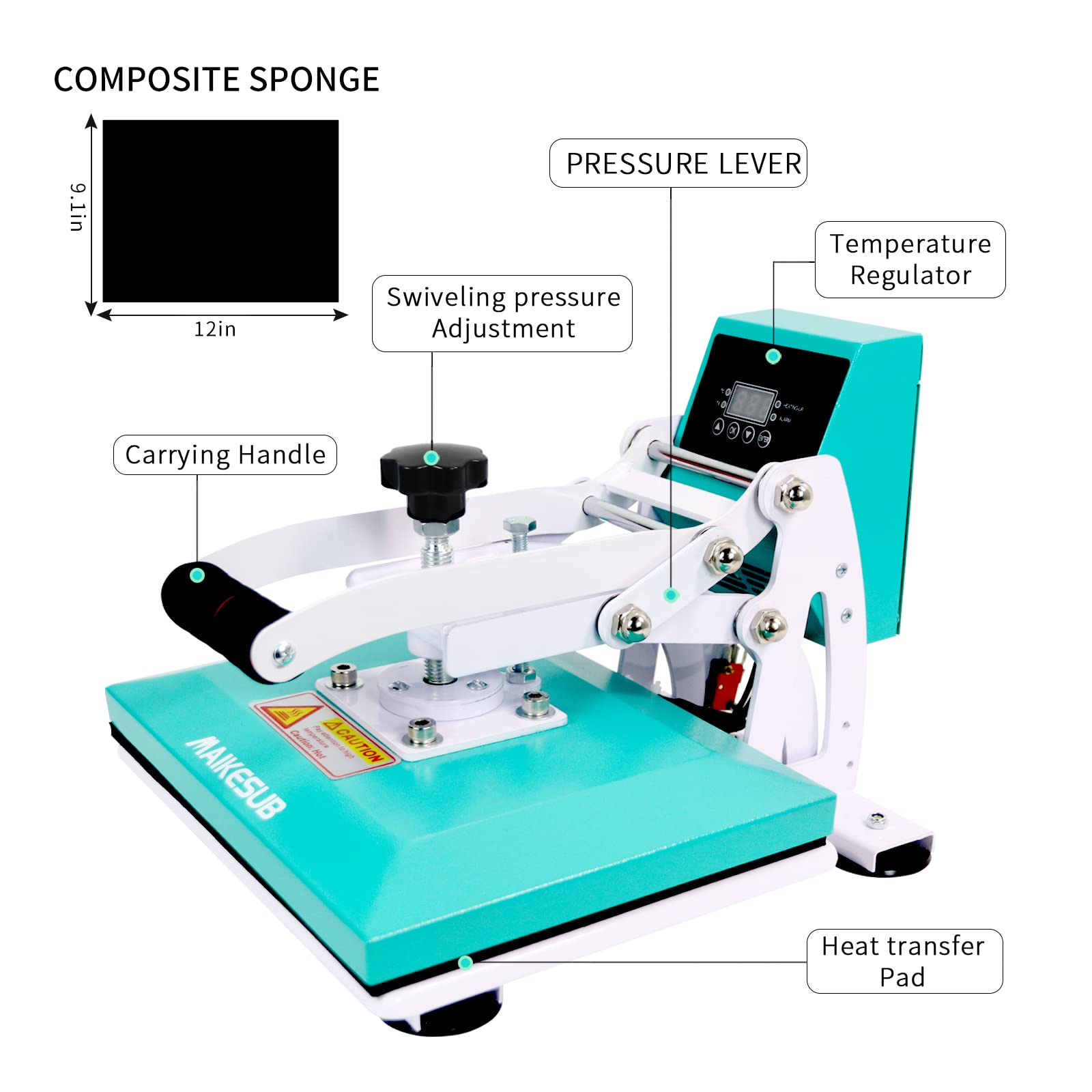12x10 Inch Heat Press Machine for T-Shirts - Digital Industrial Sublimation Printer for HTV Heat Transfer Vinyl - Intelligent Green Press Machine for DIY Crafts, Custom Apparel & Sublimation Projects - Perfect for T-Shirts, Mugs, Hats & Home Decor