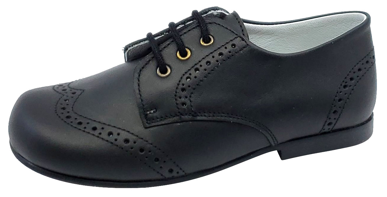 Gepetto's Boys Black Leather Blucher Wingtip Dress Shoes - Formal & School Occasions