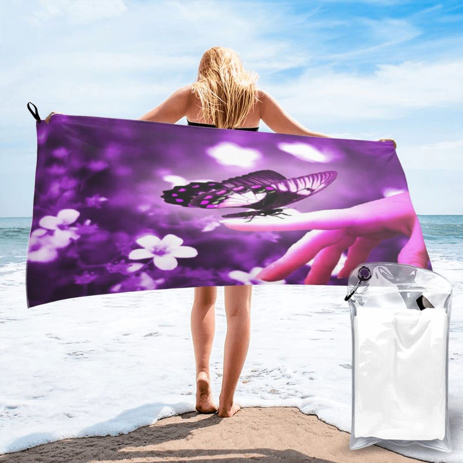 Quick Dry Microfiber Beach Towel with Pocket - Sand Free, Lightweight & Ultra Absorbent - Perfect for Swimming, Gym, Travel & Outdoor Activities - Great Gift for Men & Women