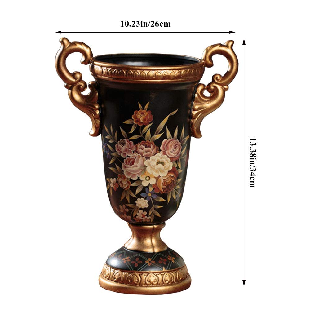 Hand-Painted Tall European-Style Ceramic Flower Vase - 34×26cm Large Decorative Vase for Wedding Gifts, Home & Office Decor - Perfect for Living Room Centerpieces, Dining Table, Bedroom & Hotel Decorations