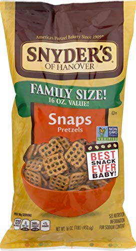 Snyder's of Hanover Family Size Pretzels - 16 oz. Bags (Snaps, 4 Pack) | Crunchy Snack for Parties, Movie Nights & On-the-Go | Bulk Pretzel Sticks for Sharing