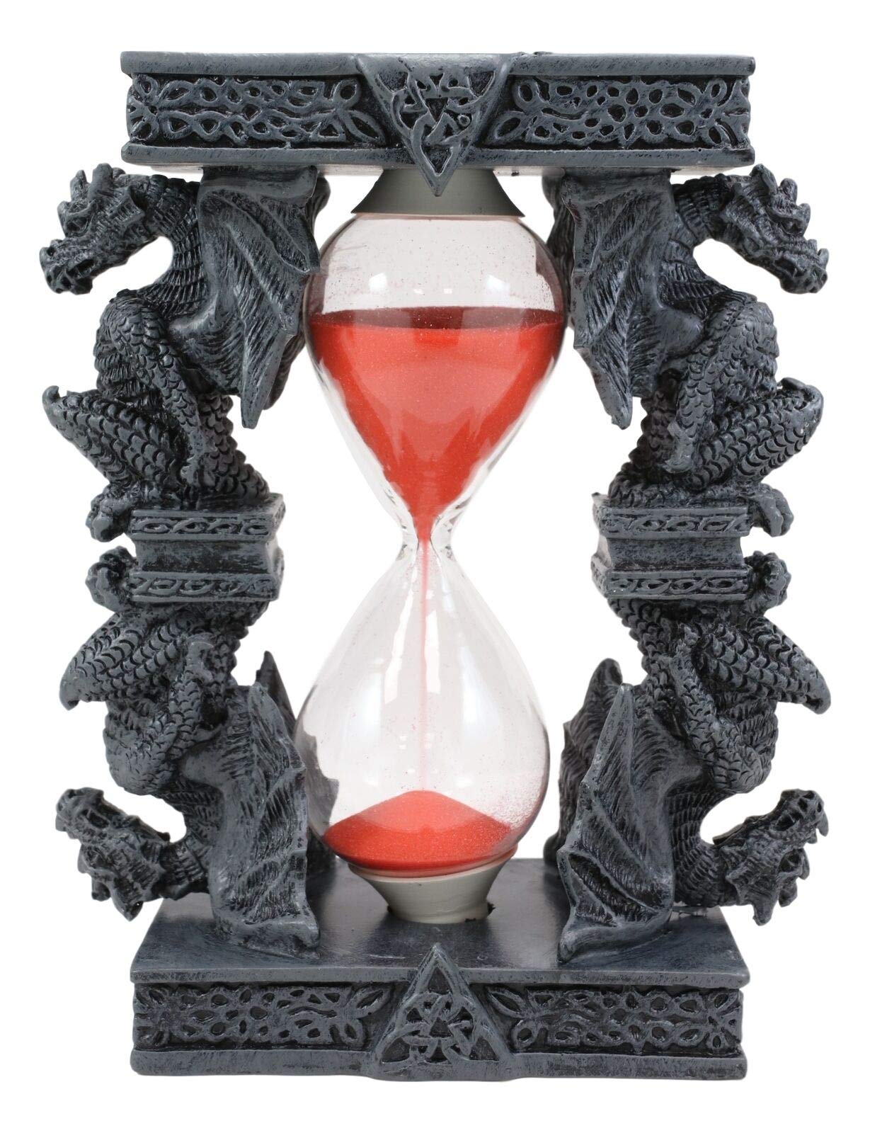 Celtic Trinity Knot Sand Timer with Four Guardian Dragons - Fantasy Home Decor for Meditation, Office Desk, and Gift Giving