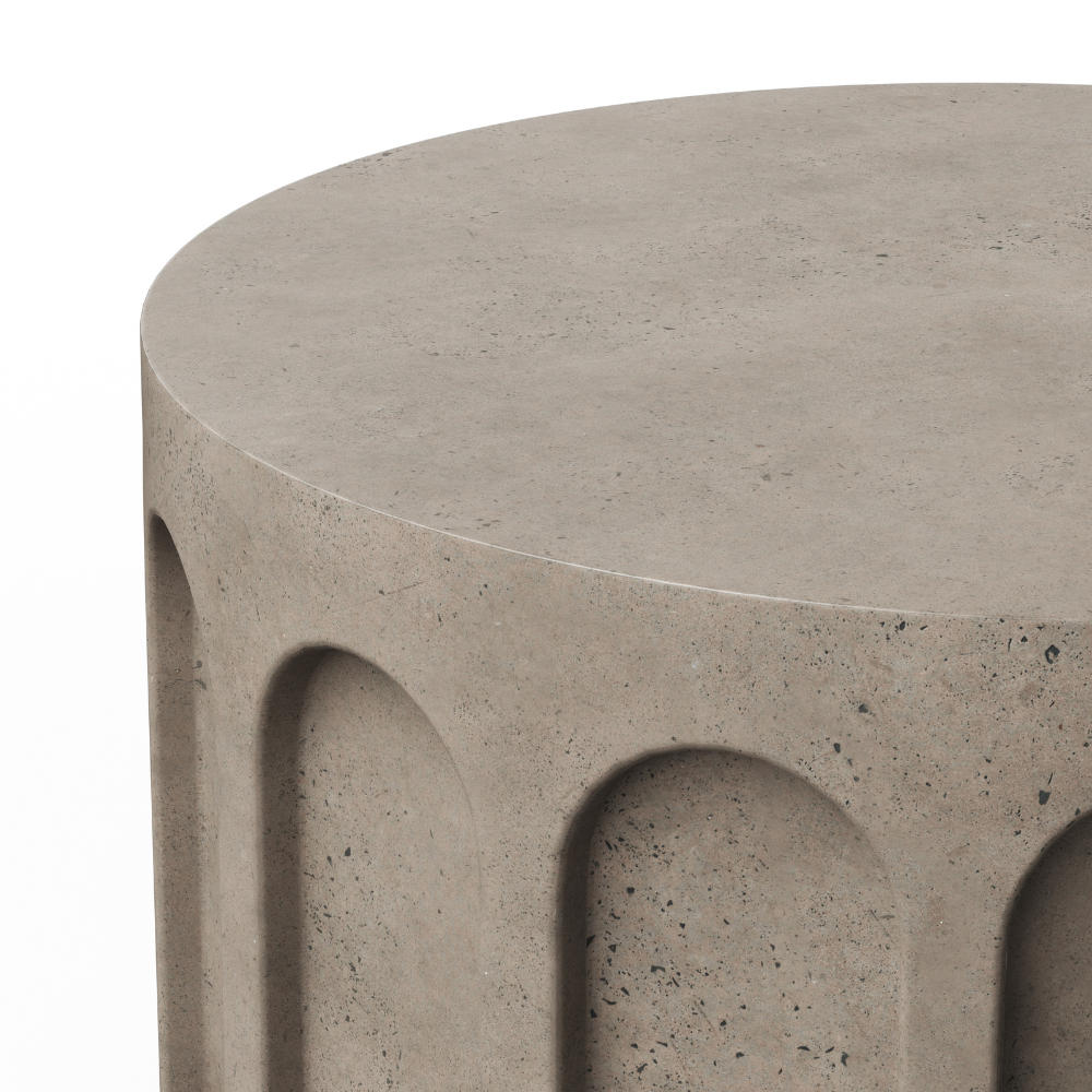 Atlas Outdoor Concrete Round Coffee Table - Durable Weatherproof Patio Furniture for Garden, Poolside, and Backyard Relaxation