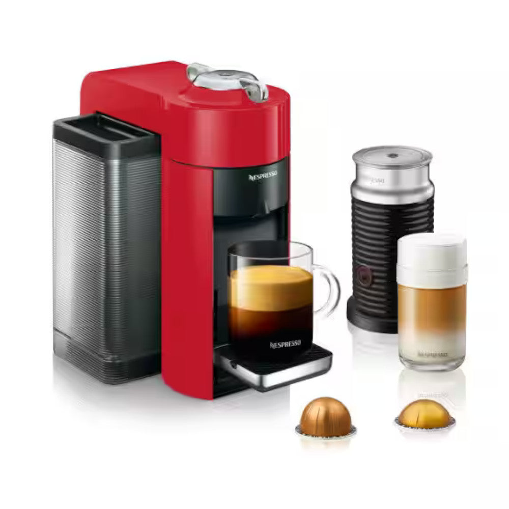 De'Longhi NESPRESSO Vertuo Coffee & Espresso Machine with Aeroccino Milk Frother - Red (ENV135RAECA) | Perfect for Home & Office Brewing