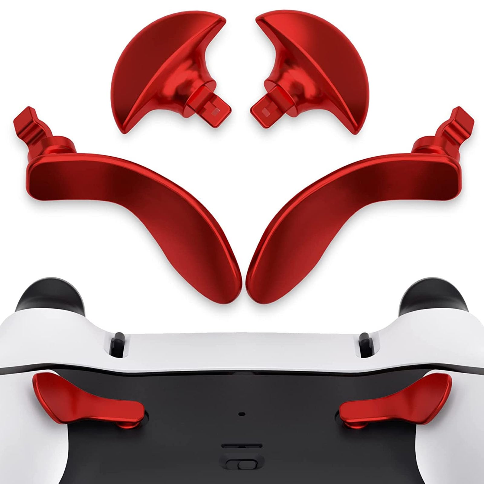 4-Pack Metal Thumbsticks & 2 Pairs Shoulder Buttons Replacement for PS5 Controller & PS5 Edge - Red | Enhanced Gaming Performance for FPS, Racing & Action Games