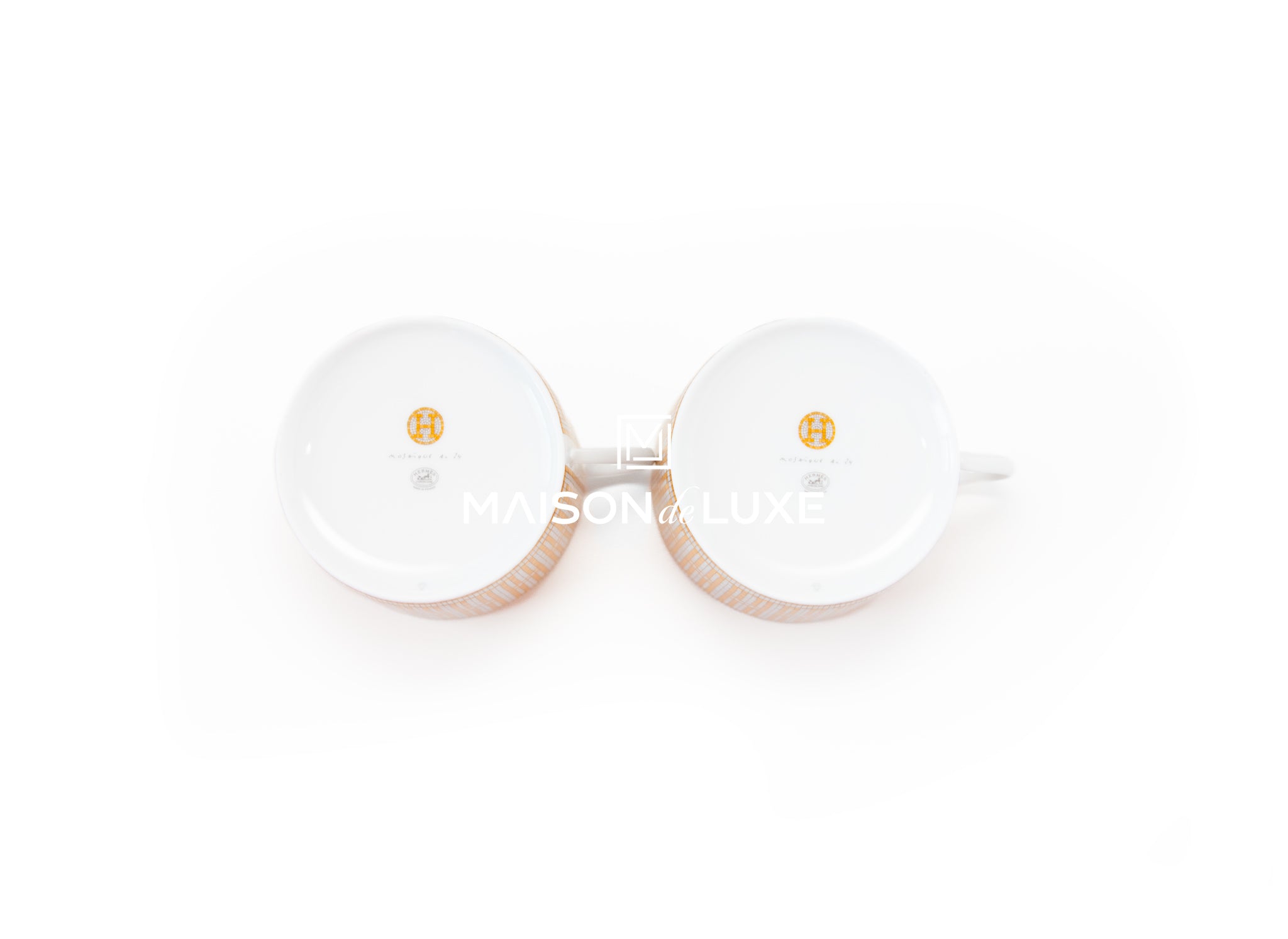 Hermes Classic Mosaique au 24 Gold Breakfast Cup & Saucer Set - Luxury Porcelain Tea Cup for Coffee, Tea & Breakfast - Perfect for Gifts, Bridal Showers & Elegant Dining