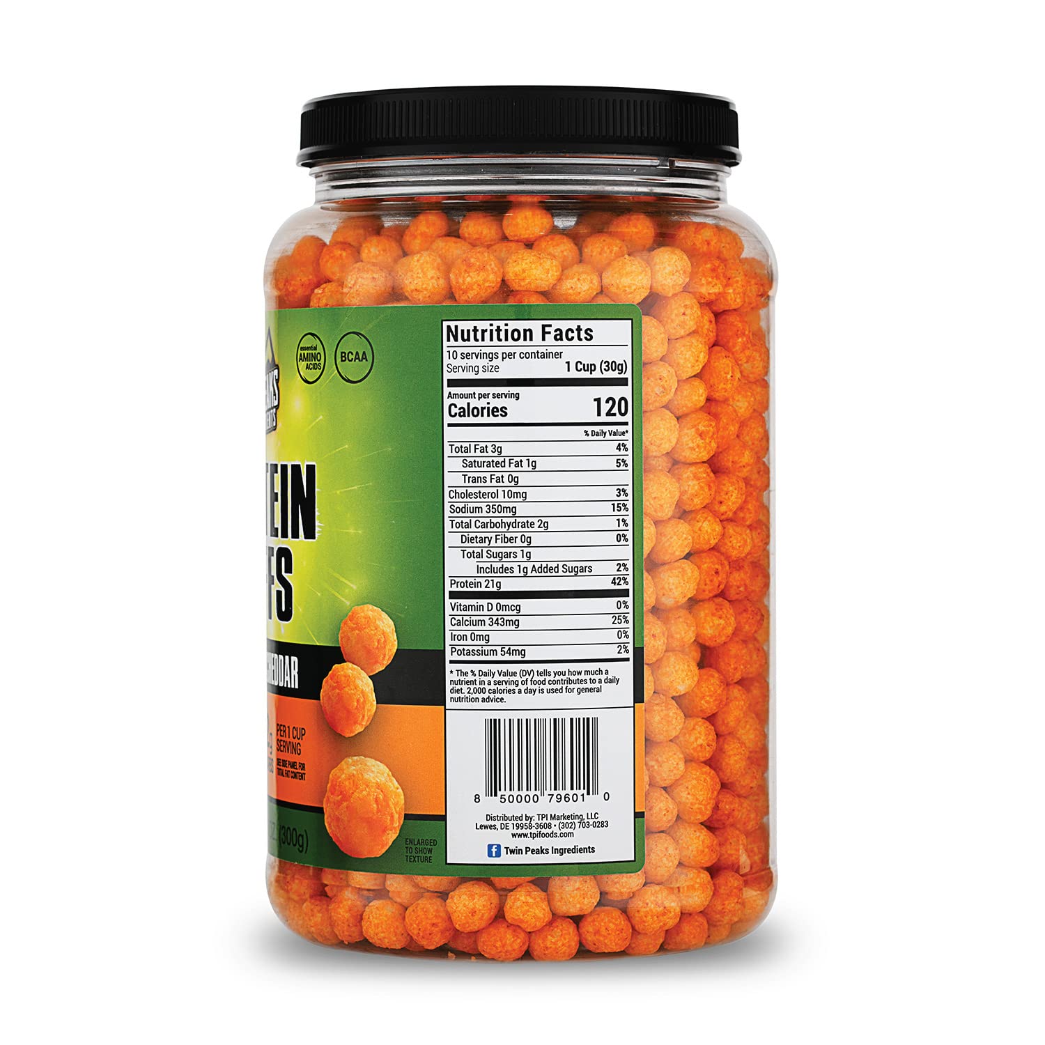 Twin Peaks Protein Puffs - Keto Friendly Low Carb Snack, Jalapeno Cheddar Flavor (10.6oz, 21g Protein, 2g Net Carbs) | High Protein Crunchy Healthy Snacks for Weight Loss, Gym & On-the-Go Lifestyle