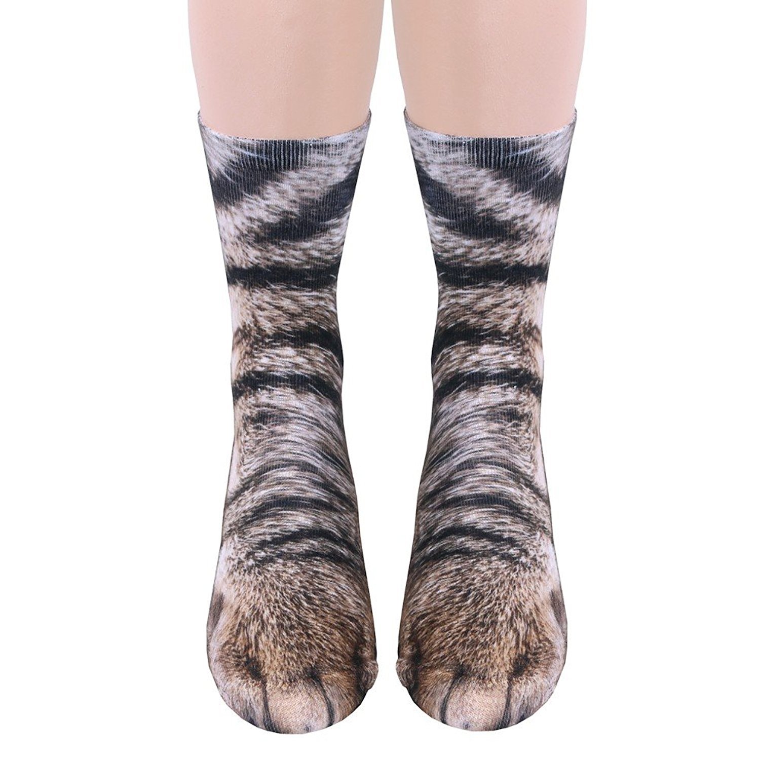 Funny 3D Animal Paw Socks - Cute Cat Tiger Dog Crew Socks for Men & Women | Novelty Gifts for Pet Lovers | Perfect for Cosplay, Halloween & Funny Gifts