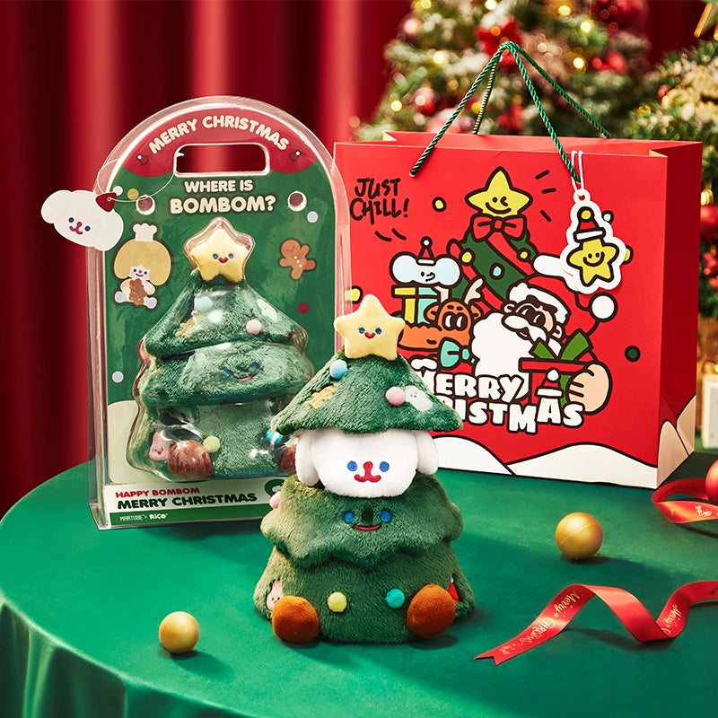 F.UN RiCO BOMBOM Christmas Tree Plush Doll - Cute Holiday Stuffed Animal Toy for Xmas Decorations, Gift Giving & Cozy Home Decor