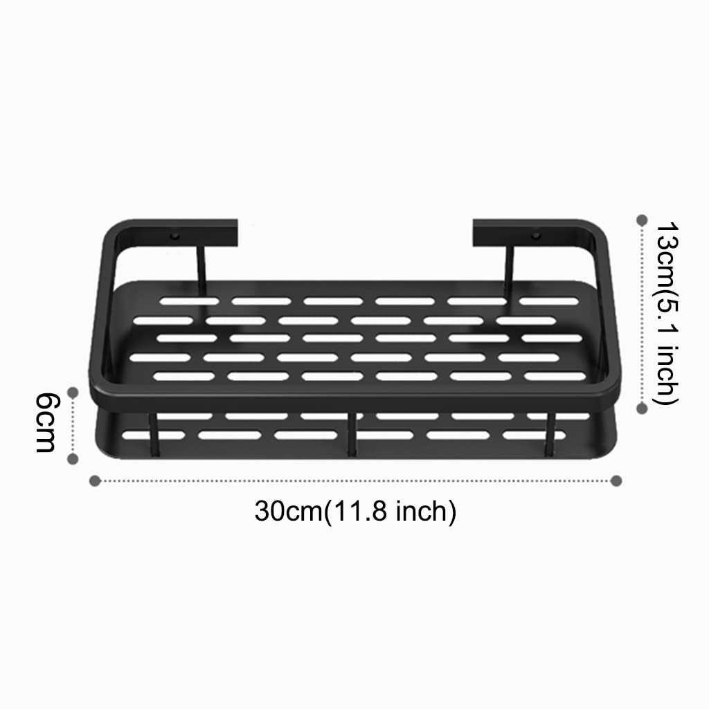 Sturdy Wall-Mounted Bathroom Shelf - 30kg Load Capacity Shower Organizer & Cosmetic Storage Rack for Kitchen & Bathroom (Black, 30cm) - Perfect for Small Space Organization in Showers, Vanities & Compact Kitchens