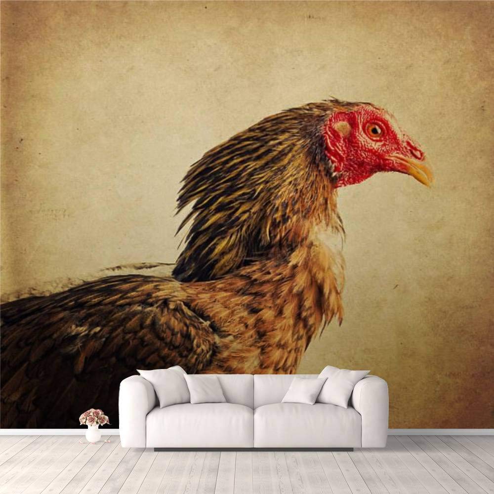 3D Wallpaper Fighting Rooster Double Exposure Animal Print - Self-Adhesive Peel & Stick Wall Mural for Bedroom, Living Room, Dorm Decor - Easy to Apply on Walls, Ceiling & Wardrobes - Perfect for Home, Office & Cafe Interior Design