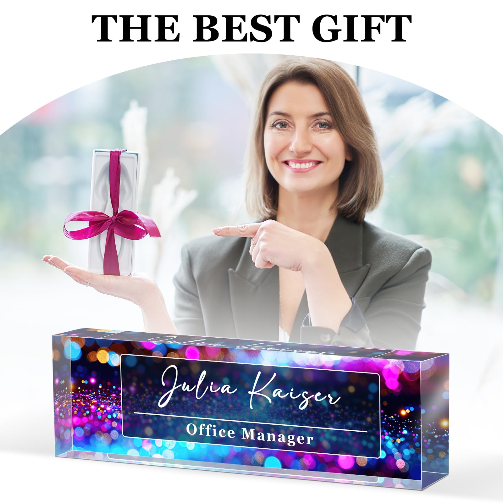 Personalized Acrylic Desk Name Plate - Custom Office Decor for Women, Employee Appreciation Gifts for Boss, Nurse, Manager - Perfect for Office Organization & Professional Workspace Decor