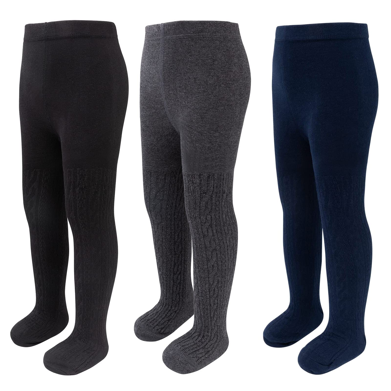 TechCity Girls Tights for Toddlers - Seamless Cotton Cable Knit Leggings & Stockings (2-14 Years) - Perfect for School, Playtime & Winter Outfits