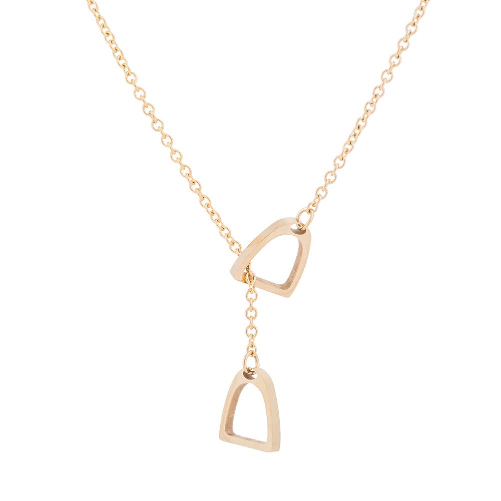 Lucky Horseshoe Necklace for Women - Equestrian Double Horse Stirrup Lariat Y Necklace Pendant - Perfect Gift for Horse Lovers & Equestrian Enthusiasts - Ideal for Everyday Wear, Special Occasions & Horse-Themed Events