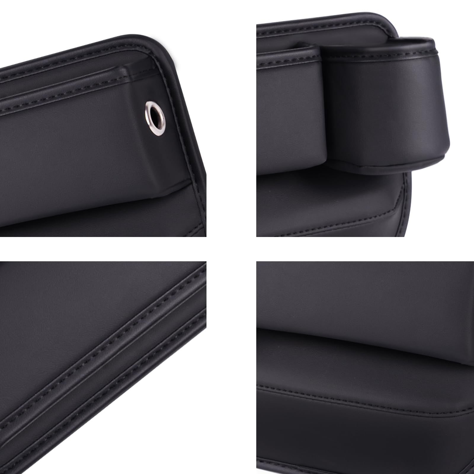 2 Pack Car Leather Cup Holder Gap Organizer - Black Seat Gap Filler Storage Box for Driver & Passenger | Perfect for Phones, Keys, Wallets & Small Items | Ideal for Sedans, SUVs & Trucks
