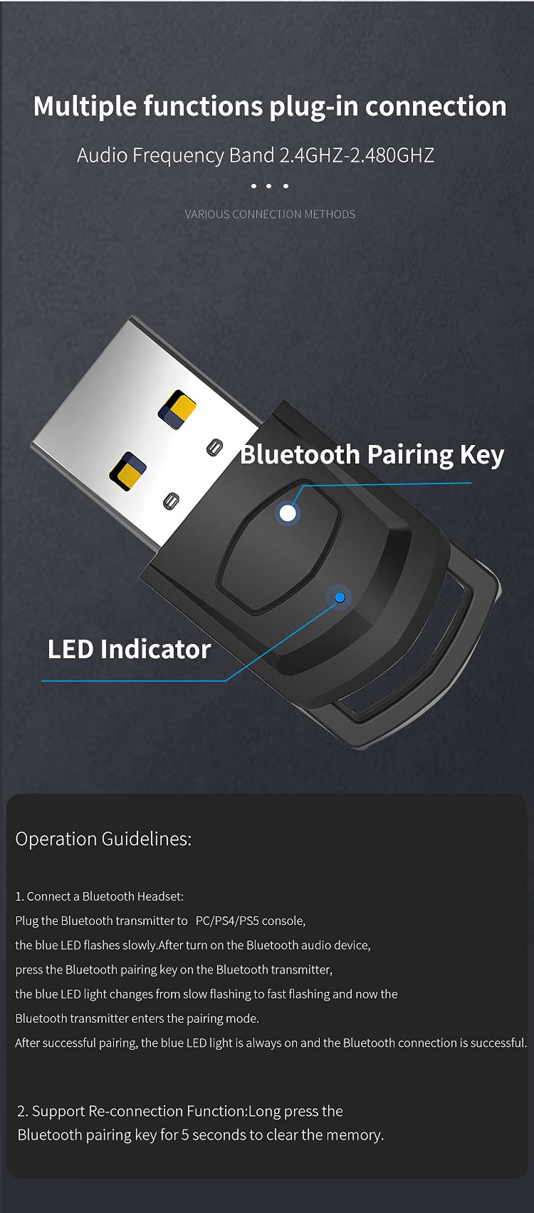 Wireless Bluetooth 5.0 Audio Adapter for Nintendo Switch & Lite - Low Latency 3.5mm Aux Transmitter Dongle Compatible with PS4/PC/Laptops & Bluetooth Devices | Perfect for Gaming, Streaming & Wireless Audio Experience