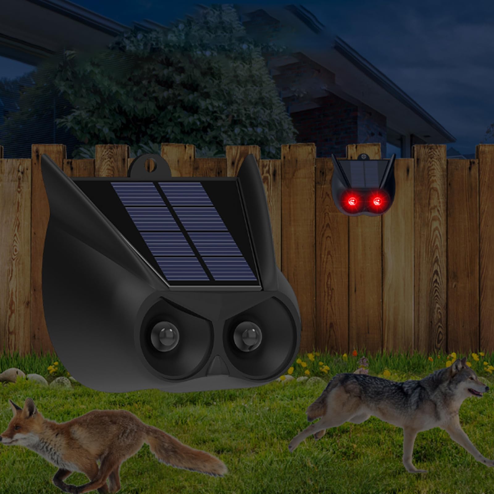 Aolyty Solar Powered Red Strobe Warning Light - IP65 Waterproof, 2 Pack for Chicken Coop, Farm, Yard, Garden & Orchard - Deters Animals & Enhances Safety in Outdoor Areas