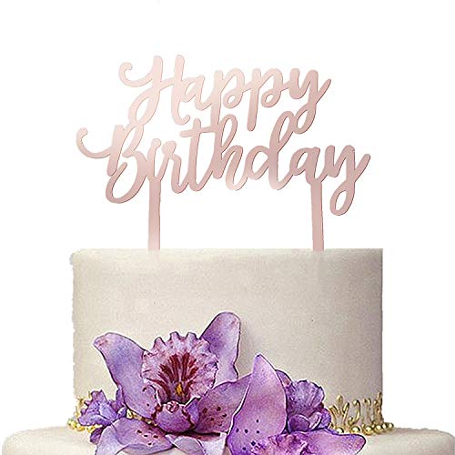 Rose Gold Happy Birthday Baby Shower Cake Topper - Elegant Celebration Cake Decoration Keepsake for Birthdays & Showers (Happy Birthday #1) - Perfect for Baby Showers, 1st Birthday Parties & Special Celebrations