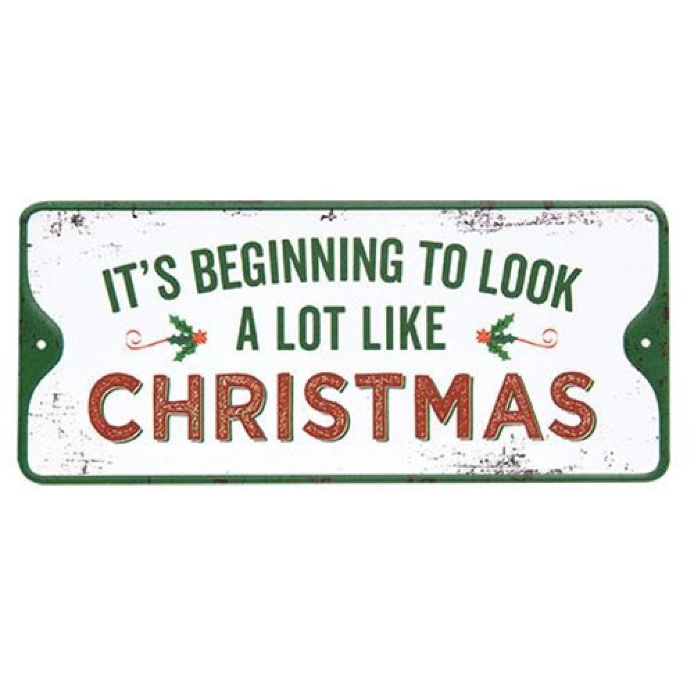 Vintage A Lot Like Christmas Metal Sign - Rustic Holiday Wall Decor for Home, Bar, Cafe & Christmas Party Decoration