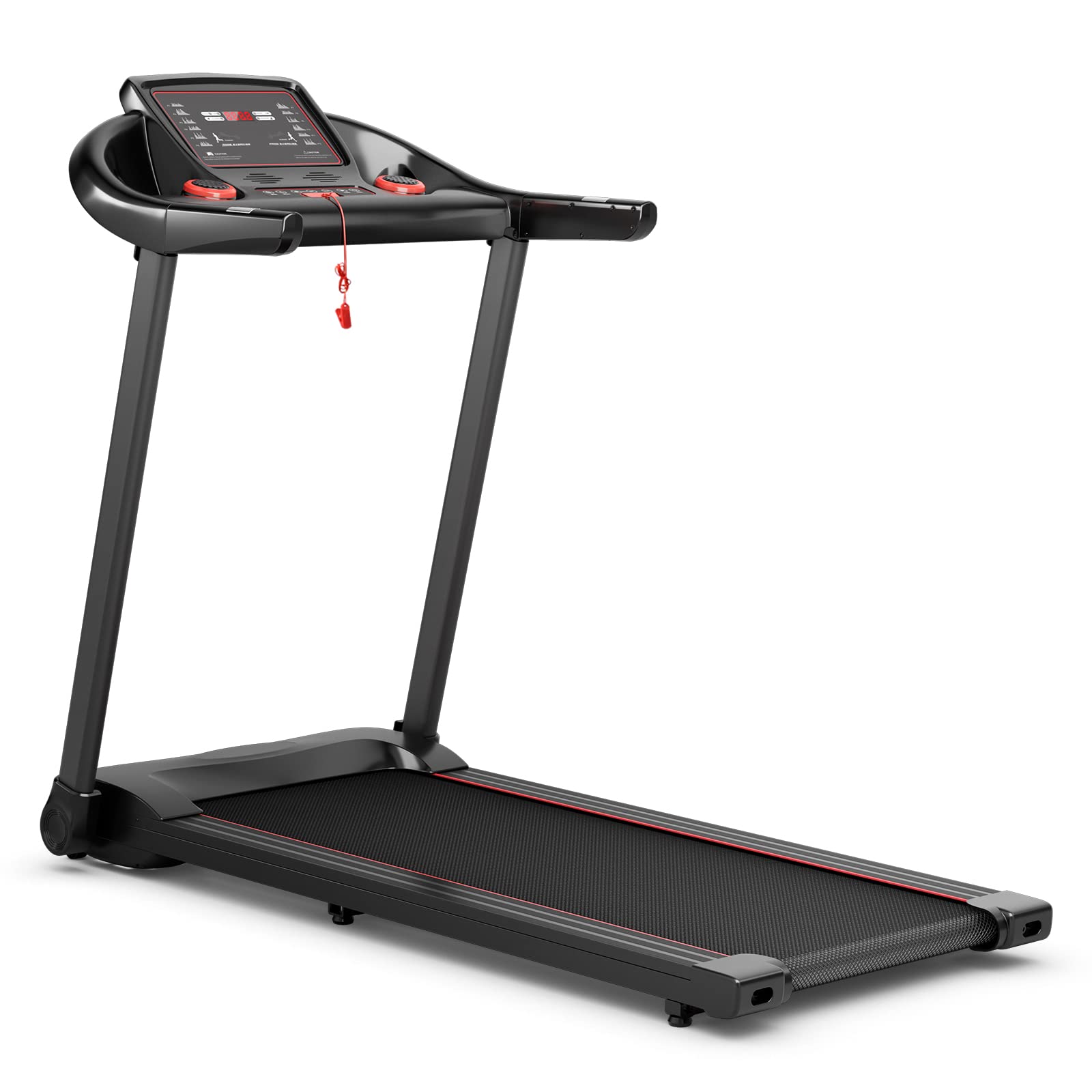 GYMAX Foldable Treadmill 2.25HP - Compact Folding Treadmill with LED Display, 12 Workout Programs, Bluetooth Speaker, Heart Rate Monitor & App Control - Portable Home Gym Equipment for Small Spaces, Apartments & Cardio Training
