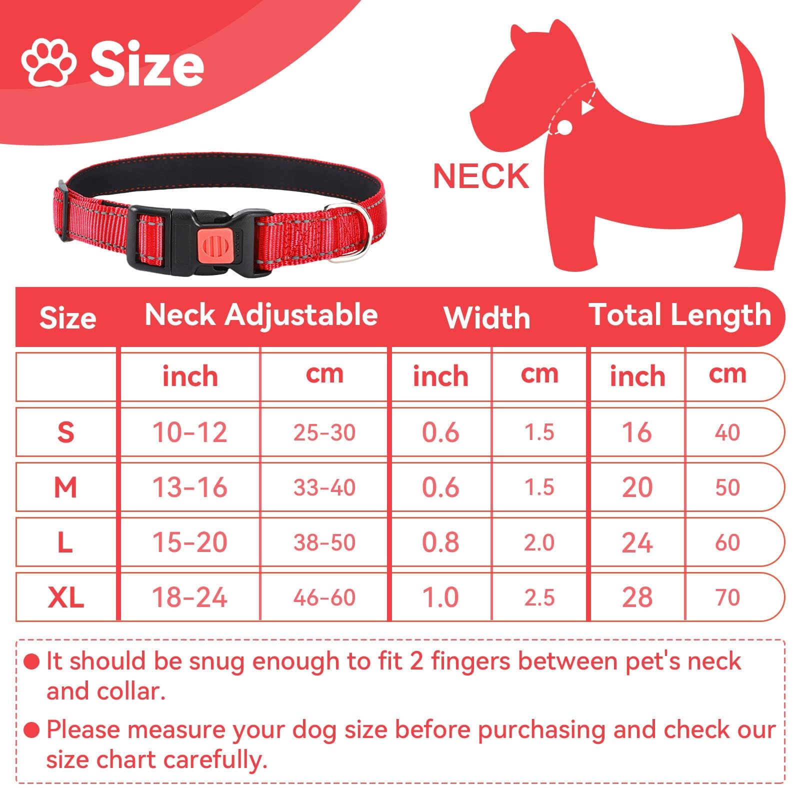 Reflective Adjustable Dog Collar with Quick Release Buckle - Ultra Soft Breathable Neoprene Pet Collar for Puppy, Small, Medium & Large Dogs | Perfect for Night Walks, Outdoor Adventures & Daily Use