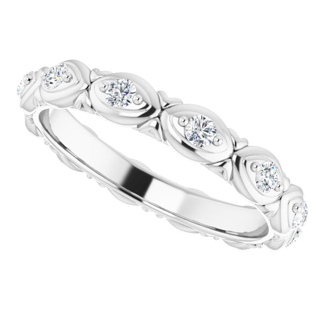 0.36 Carat Round Diamond Floral Eternity Band Wedding Ring - Perfect for Bridal Jewelry, Anniversary Gifts & Special Occasions