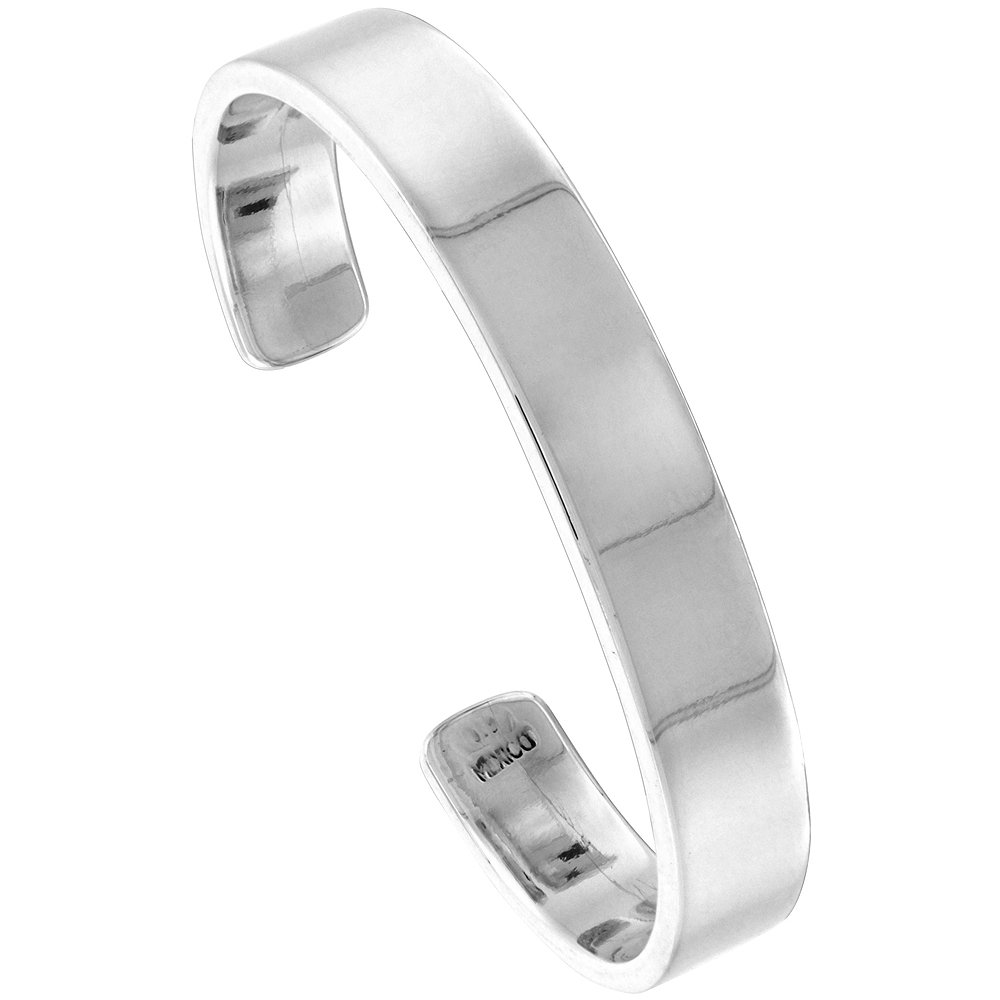 Sterling Silver Cuff Bracelet for Women - Heavy Weight Flat Handmade Bangle (7-8 inch Adjustable Size) - Perfect for Everyday Wear, Gifts & Special Occasions