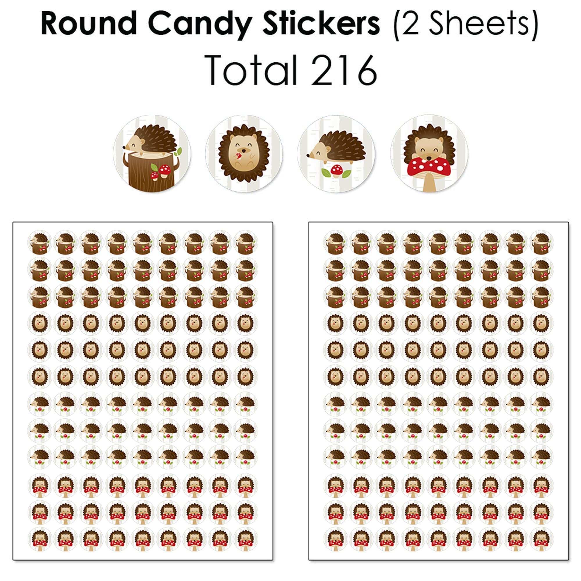 Big Dot of Happiness Forest Hedgehogs Candy Wrappers & Stickers Kit - 304pcs Woodland Party Supplies for Baby Showers, Birthdays, Favors - Perfect for DIY Treats, Gift Packaging & Scrapbooking