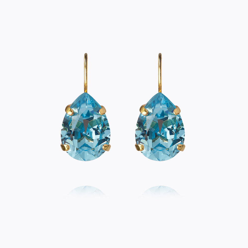 Mini Drop Clasp Earrings with Aquamarine Gemstone - Dainty Elegant Jewelry for Women, Perfect for Weddings, Parties & Everyday Wear