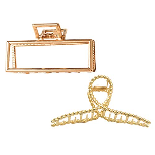 Amosfun 2-Pack Large Metal Hair Claw Clips | Non-Slip Banana Clips for Women | Ponytail Holder & Hair Accessories for Thick Hair | Perfect for Work, Gym & Everyday Hairstyles