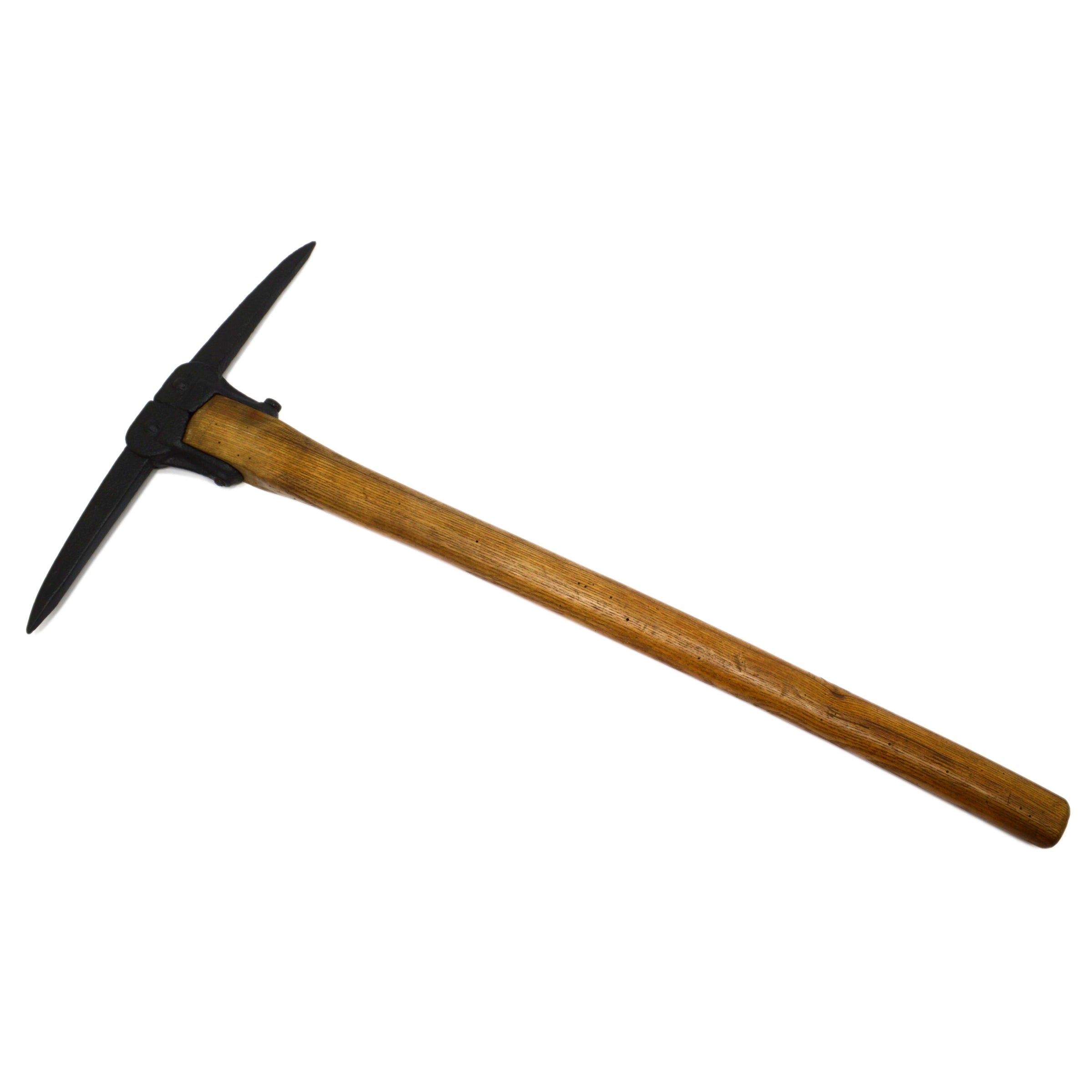 Antique Miner's Pick Axe with Unique Eyeless & Strapped Head - Rare Restored Collectible for Mining Enthusiasts & Historical Reenactments
