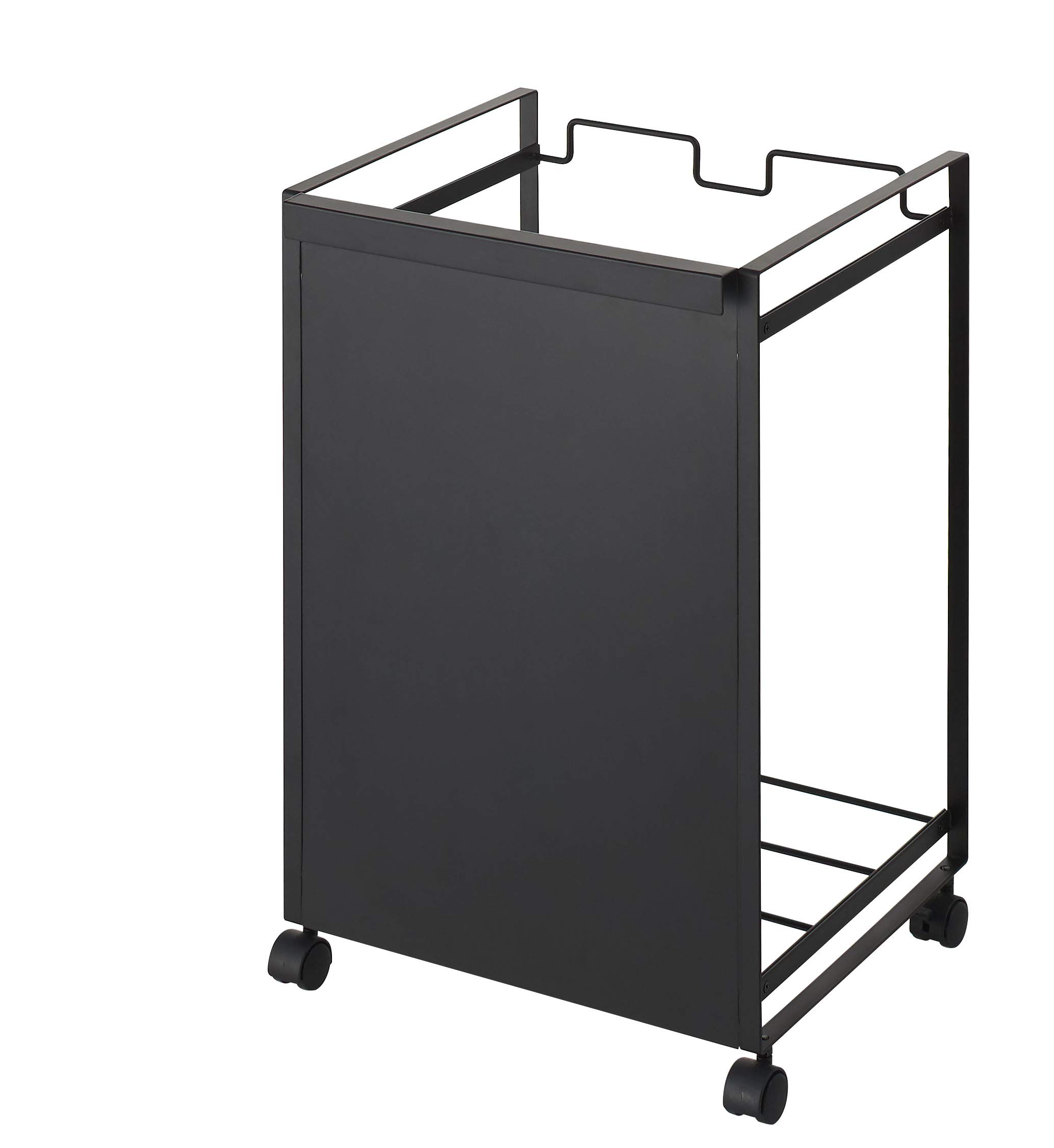 Yamazaki Home Tower Concealed Rolling Trash Sorter - Kitchen Waste Bins, Black, One Size - Perfect for Small Spaces, Apartments & Eco-Friendly Waste Sorting