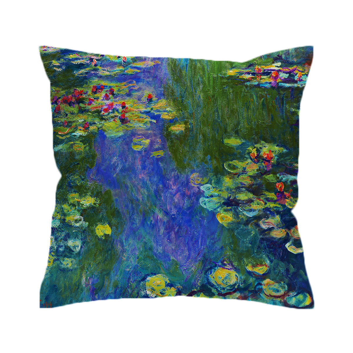 Claude Monet Water Lilies Pillow Cover - Impressionist Art Home Decor for Living Room, Bedroom & Office - 18x18 Inch Decorative Throw Pillow Case