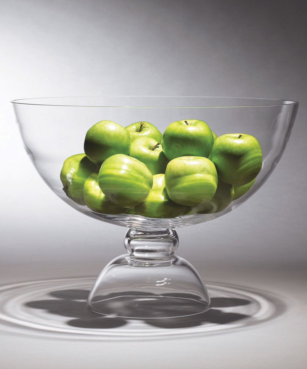 Global Views Grande Footed Bowl - Clear Glass Sea-Inspired Decorative Bowl for Centerpiece, Dining Table Decor, Wedding & Home Decor