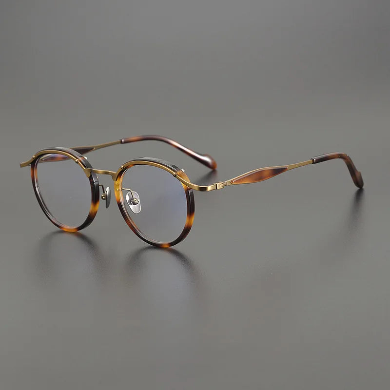 Stylish Black Unisex Full Rim Round Titanium Acetate Eyeglasses Frame 46062 - Perfect for Reading, Work & Everyday Fashion