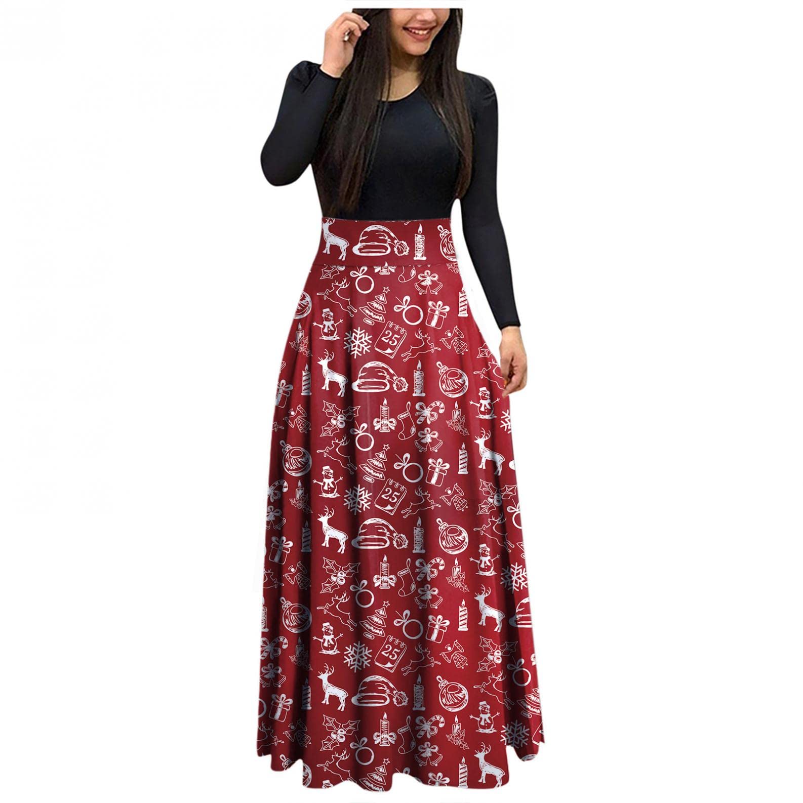 Halloween Dresses for Women | American Flag Patriotic Floral Sundress with Long Sleeves | Casual Boho Fall Beach Dress | Perfect for Halloween Parties, Patriotic Events & Summer Vacations