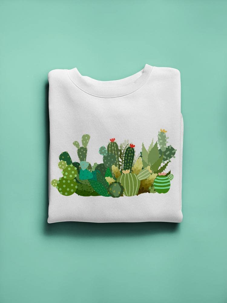 Smartprints Cacti Sweatshirt for Women - Trendy Cactus Print Pullover, Soft Cotton Blend, Comfortable Loungewear - Perfect for Casual Outings, Coffee Dates & Cozy Weekends