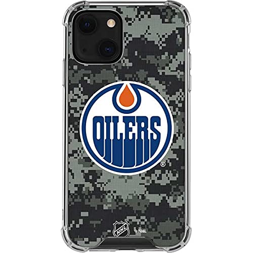 Official NHL Edmonton Oilers Camo Design Clear Phone Case for iPhone 13 - Durable Protective Cover for Everyday Use, Sports Events & Outdoor Activities