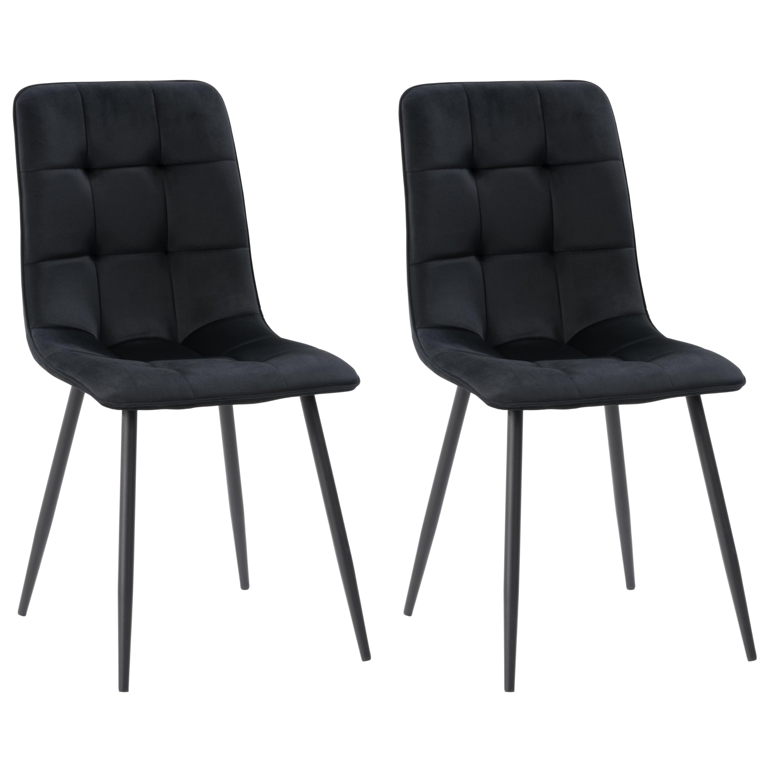 CorLiving Nash Black Velvet Upholstered Dining Chairs with Sturdy Metal Legs - Set of 2 Modern Kitchen Chairs for Dining Room, Restaurant & Home Decor