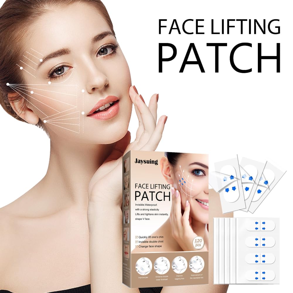 **120 Pcs V-Shape Facial Lifting Patches - Invisible & Waterproof for Quick Chin Lift, Double Chin Reduction & Jawline Contouring - Perfect for Daily Use, Special Events & Skincare Routine**