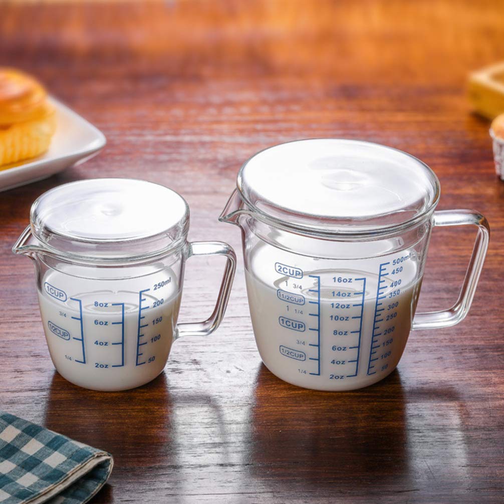 Heat Resistant Glass Measuring Cup with Lid - 250ml, Microwave Safe, Easy to Read Scale Markings - Perfect for Baking, Cooking, and Liquid Measurement in Kitchen