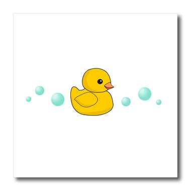 3dRose Cute Yellow Rubber Ducky Cartoon with Soap Bubbles - Kawaii Duckie Iron-On Heat Transfer for White Fabric (8x8 Inch) - Perfect for DIY T-Shirts, Tote Bags & Kids Clothing Projects