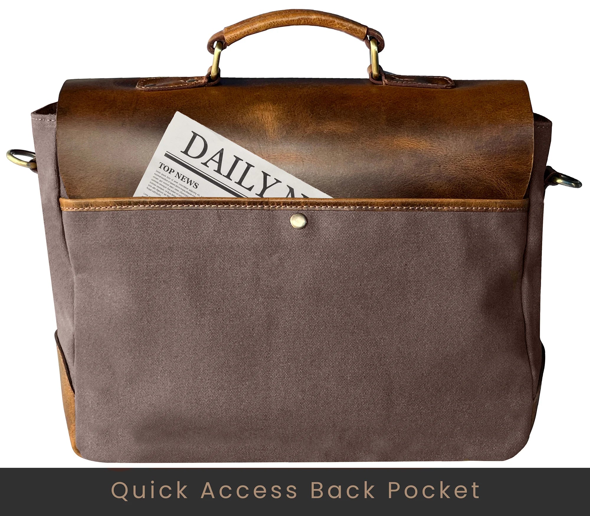 Premium Rover Leather & Canvas Messenger Bag for Men & Women - Stylish Laptop Briefcase with Multiple Pockets (Dark Grey) - Perfect for Work, Travel & Daily Commute