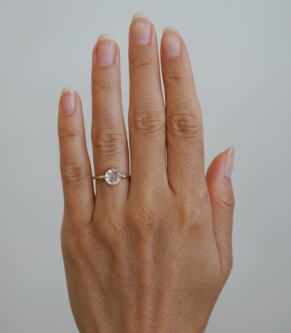 Teodora Rose Cut Lab Grown Diamond Engagement Ring for Women - 1.5 Carat Oval Shape 14K White Gold Wedding Band, Perfect for Proposals, Anniversaries & Bridal Jewelry Gifts
