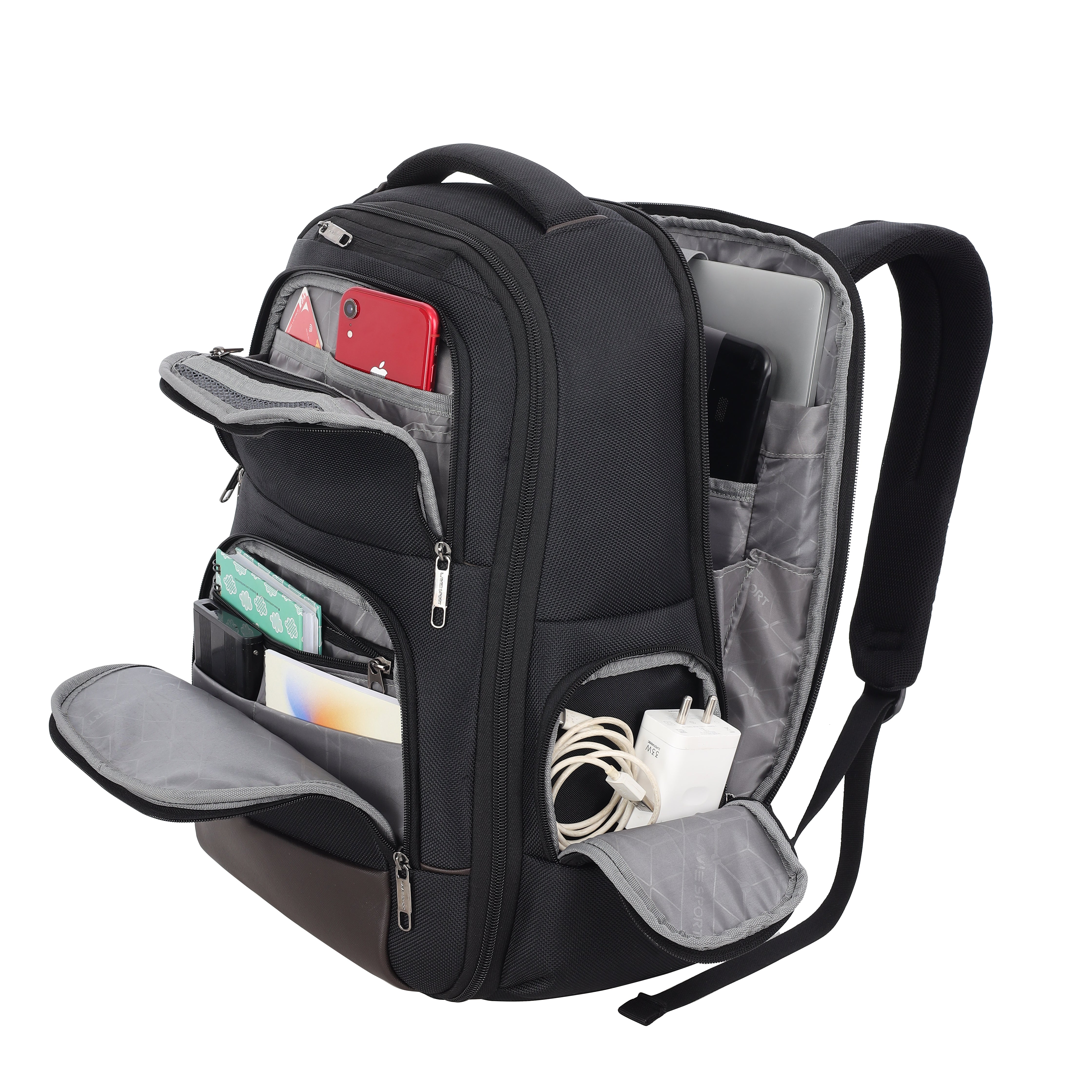 Lavie Sport Business Elite 22L Multifunctional Laptop Backpack with Trolley Sleeve - Water-Resistant Travel & Work Backpack for Men & Women - Perfect for Office Commute, Business Trips & Airplane Carry-On