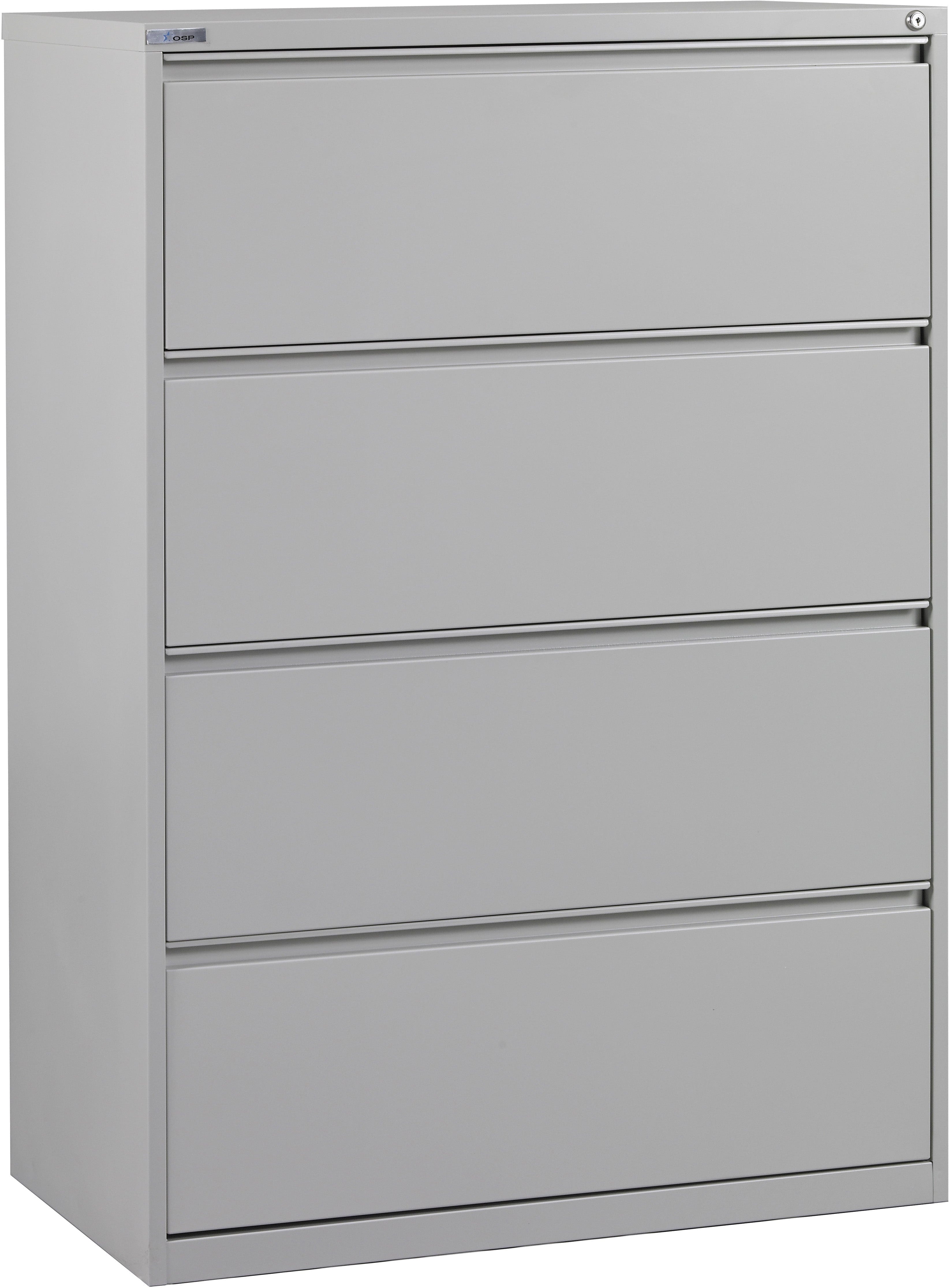 Office Star 4-Drawer Lateral File Cabinet with Removable Core Lock & Adjustable Glides - Secure Document Storage for Home Office or Business Use [LF4]